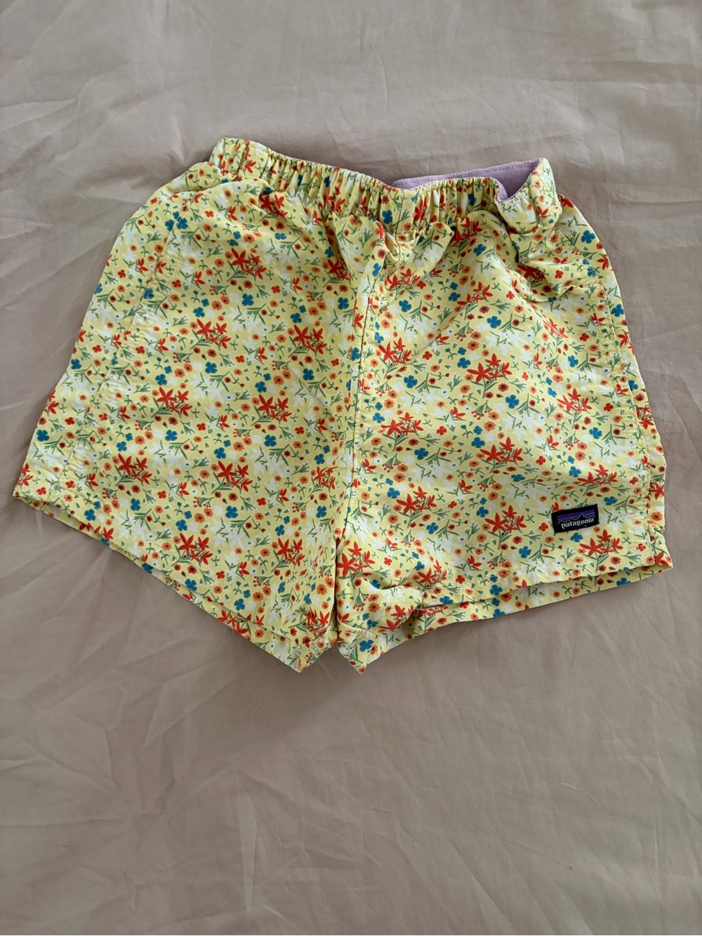Patagonia Kids Yellow Floral Baggies